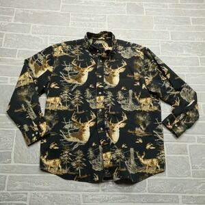 Natural Issue Shirt Adult XL Deer Duck Print Button Up Long Sleeve Cotton